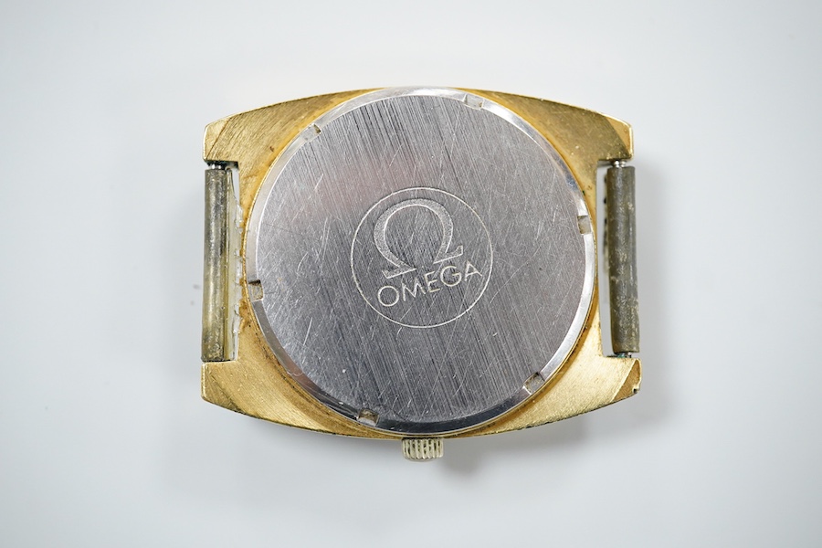 A gentleman's mid 1970's steel and gold plated Omega automatic day/date wrist watch, movement c.1022, case diameter 37mm, no strap, box or papers.
